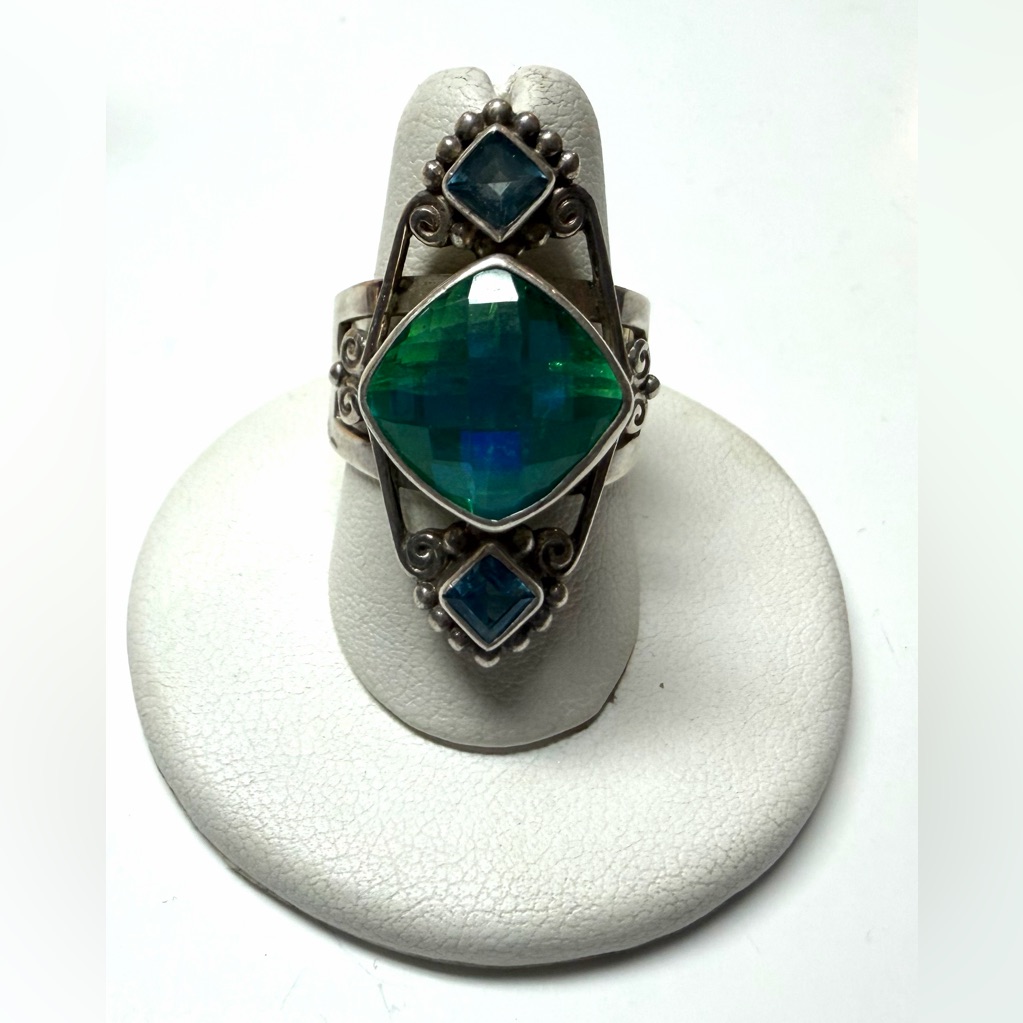 Sajen Sterling Silver Caribbean Quartz And Topaz Ring
